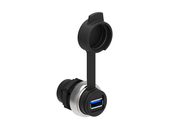Communication interface Ø22mm Platinum series chromed plastic, USB interface type 3.0, A/A connection type