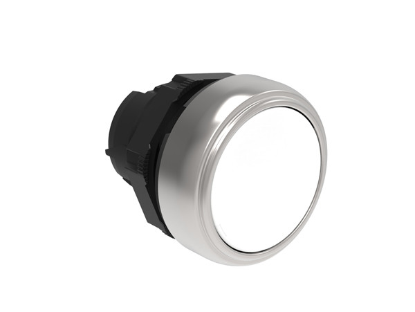 Pushbutton actuator, spring return Ø22mm Platinum series chromed plastic, flush, white