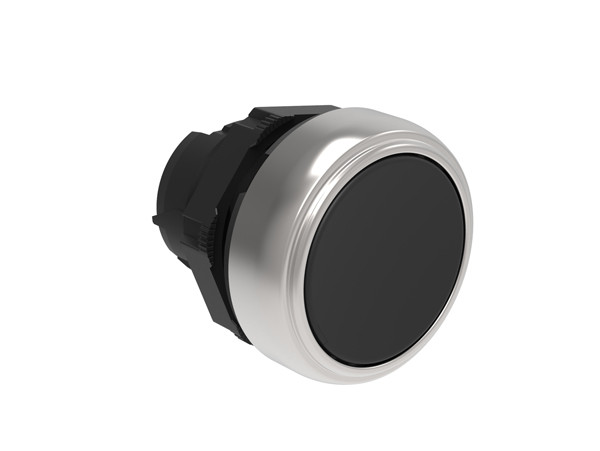 Push-Push button actuator Ø22mm Platinum series chromed plastic, flush. Push ON-Push OFF, black