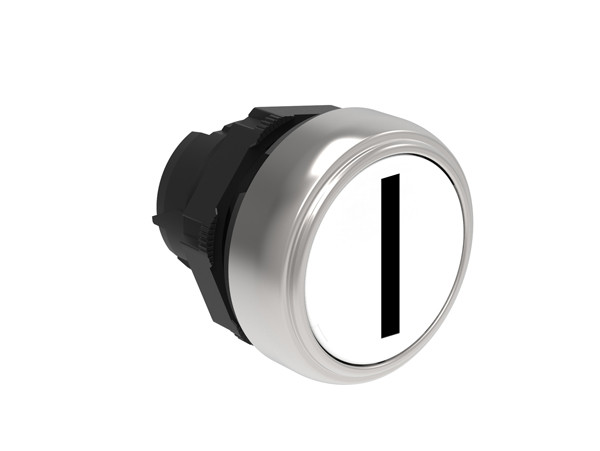 Pushbutton actuator, spring return, with symbol Ø22mm Platinum series chromed plastic, flush, I/White