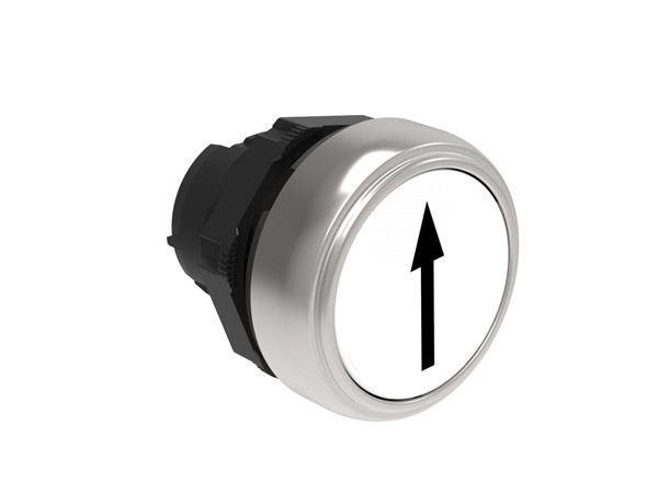 Pushbutton actuator, spring return, with symbol Ø22mm Platinum series chromed plastic, flush, ?/White