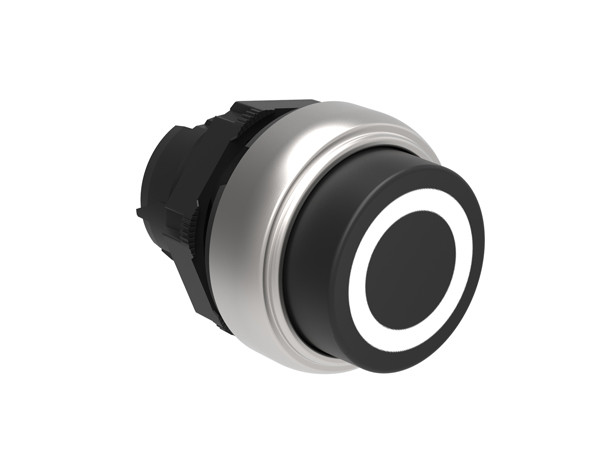 Pushbutton actuator, spring return, with symbol Ø22mm Platinum series chromed plastic, extended, 0/Black