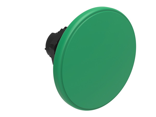 Mushroom head pushbutton actuator Ø22mm Platinum series chromed plastic, spring return, Ø60mm. Green
