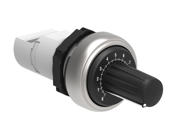 Monoblock potentiometer Ø22mm Platinum series chromed plastic, with graduated scale 500kOhm