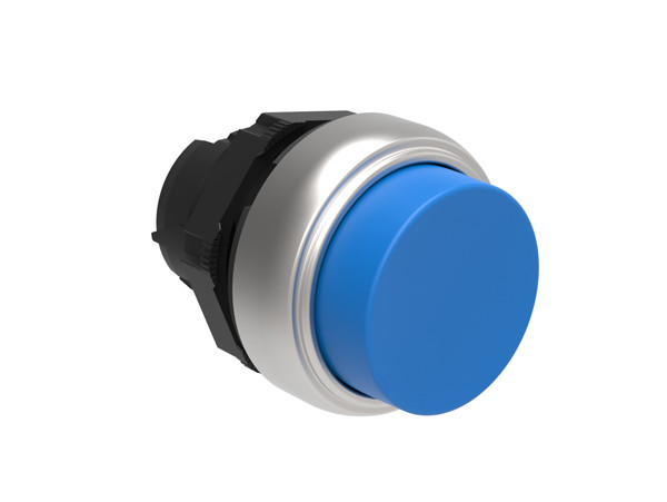Pushbutton actuator, spring return Ø22mm Platinum series chromed plastic, extended, blue