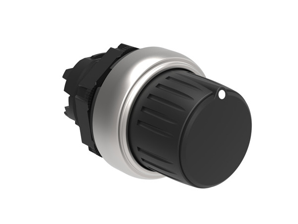 Selector switch actuator knob cap Ø22mm Platinum series chromed plastic, 3 position, 1 - 0 - 2