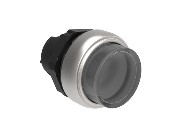 Illuminated Push-Push button actuator Ø22mm Platinum series chromed plastic, extended. Push ON-Push OFF, transparent