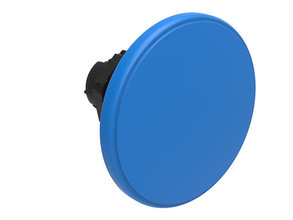 Mushroom head pushbutton actuator Ø22mm Platinum series chromed plastic, spring return, Ø60mm. Blue