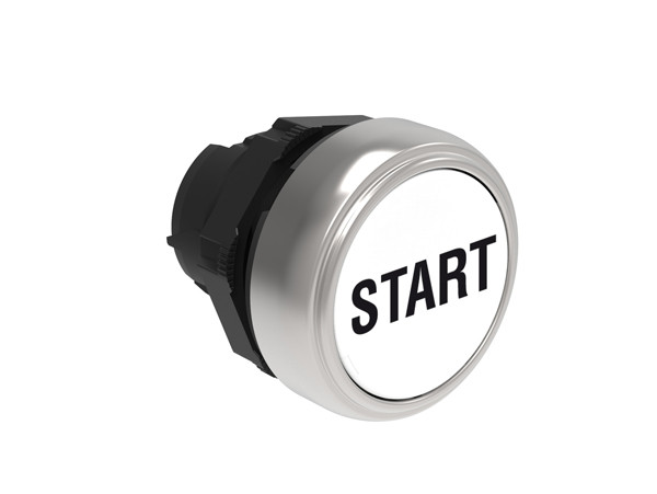 Pushbutton actuator, spring return, with symbol Ø22mm Platinum series chromed plastic, flush, START/White