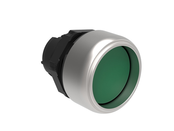 Pushbutton actuator, spring return Ø22mm Platinum series chromed plastic, shrouded, green