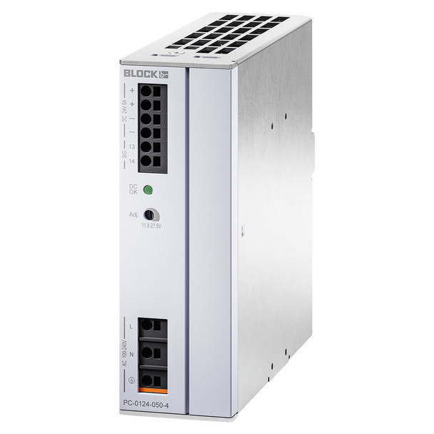 Block USA PC-0148-050-0 - Switched Mode Power Supply, Single Phase, 240W, 100-240VAC Input, 240W/48VDC Output, DIN Rail