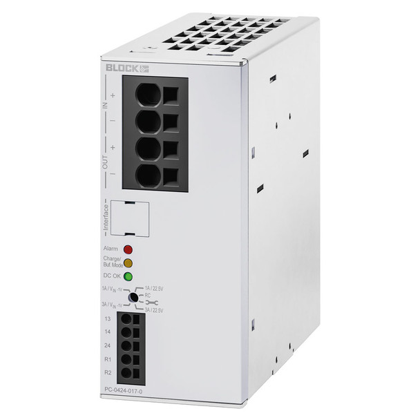Block USA PC-0424-017-0 - Capacitive Uninterruptible Power Supply, 24VDC Input, 24VDC/20A Output
