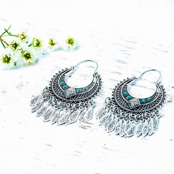 Antique Silver & Turquoise Stone Earrings