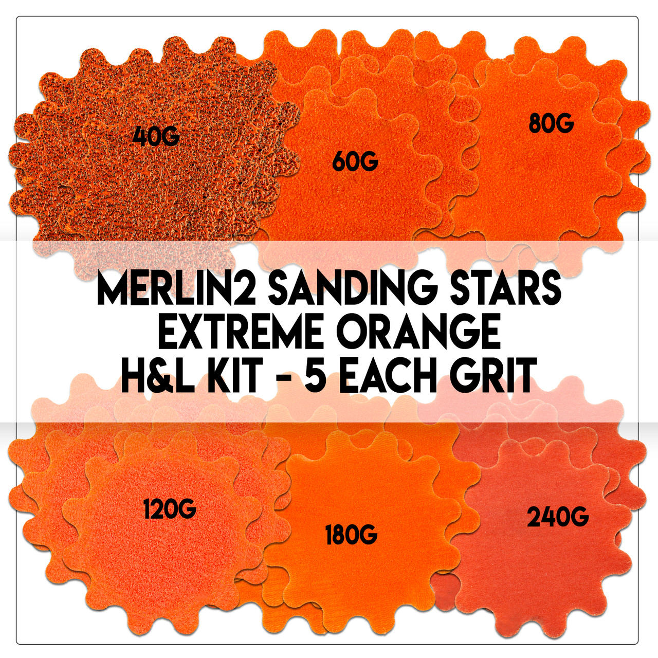 10223 MERLIN2® SANDING STAR - 2" (50MM) EXTREME ORANGE H&L KIT