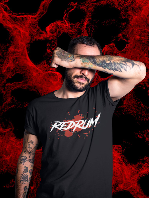 REDRUM Blood graphic logo t shirt.  horror t shirt. shinning tee shirt