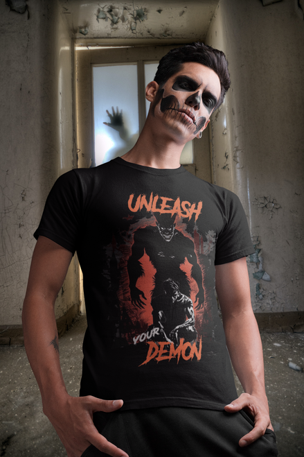 BloodMoon UNLEASH YOUR DEMON T-Shirt, demon tee shirt