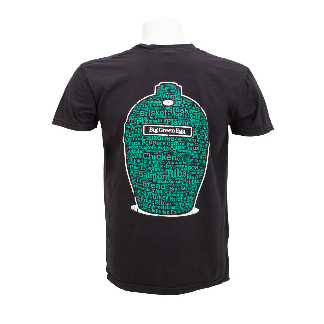 Black Short Sleeve, Green Egg Wordcloud on Reverse T-Shirt