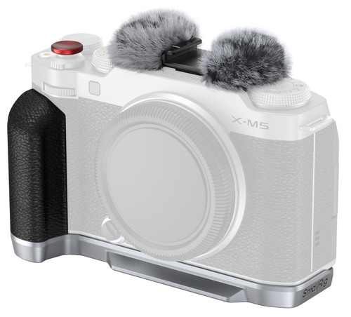 L-Shape Mount Plate with Silicone Handle for Fujifilm X-M5 (Silver)