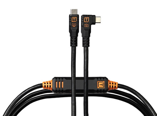 TetherPro Optima USB-C Cable (31', Non-Reflective Black, Right-Angle)