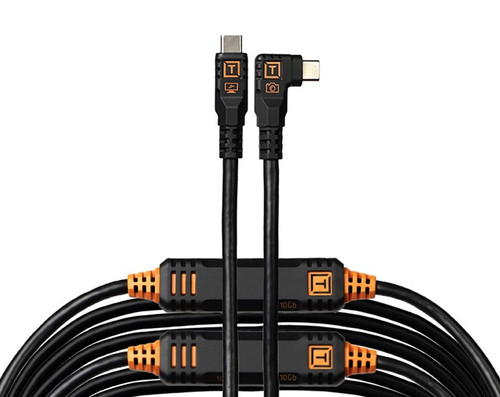 TetherPro Optima 10G USB-C Straight to Right Angle Cable - 15'