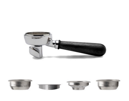 PLA582B Lelit58 Double Spout Portafilter Black Walnut Wooden Handle