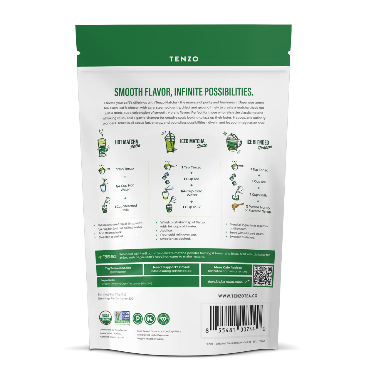 Tenzo Organic Matcha Original Blend Ceremonial Grade 400g