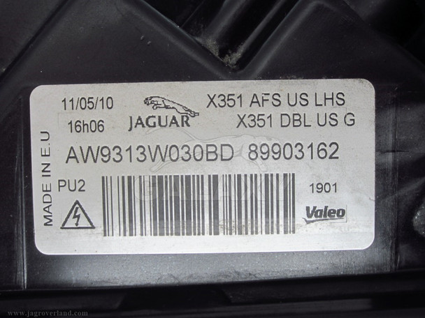 10-15 XJ XJR L Front Left Headlight Composite Assy Afs Aw9313W030Bd C2D35904
