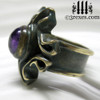 empress vampire brass ring with amethyst cabochon side detail