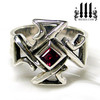 silver celtic cross ring with garnet mens medieval gothic band knights templar masonic jewelry