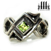 celtic wedding ring with green peridot stone .925 sterling silver, gothic mens medieval promise band 