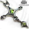 classic silver cross necklace with jeweled green peridot chain custom order