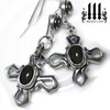 celtic cross flower earrings black onyx stones