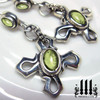 celtic cross flower earrings green peridot stones