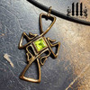 dark-bohemian-cross-rustic-bronze-pendant-green-peridot-medieval-jewelry-for-men-front