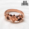 rose gold ring over bronze 2nd view, tiny princess promise ring, pink metal