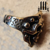 Heart & Armor - Anunnaki Alien Biker Skull Ring – Sumerian God Enki Biker Band in Bronze