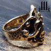 Heart & Armor - Anunnaki Alien Biker Skull Ring – Sumerian God Enki Biker Band in Bronze
