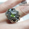 Princess Love Gothic Engagement Ring with 2 Stacking Rings with Magical August Birthstone Green Peridot, Princess Love Ring, Wicca Jewelry