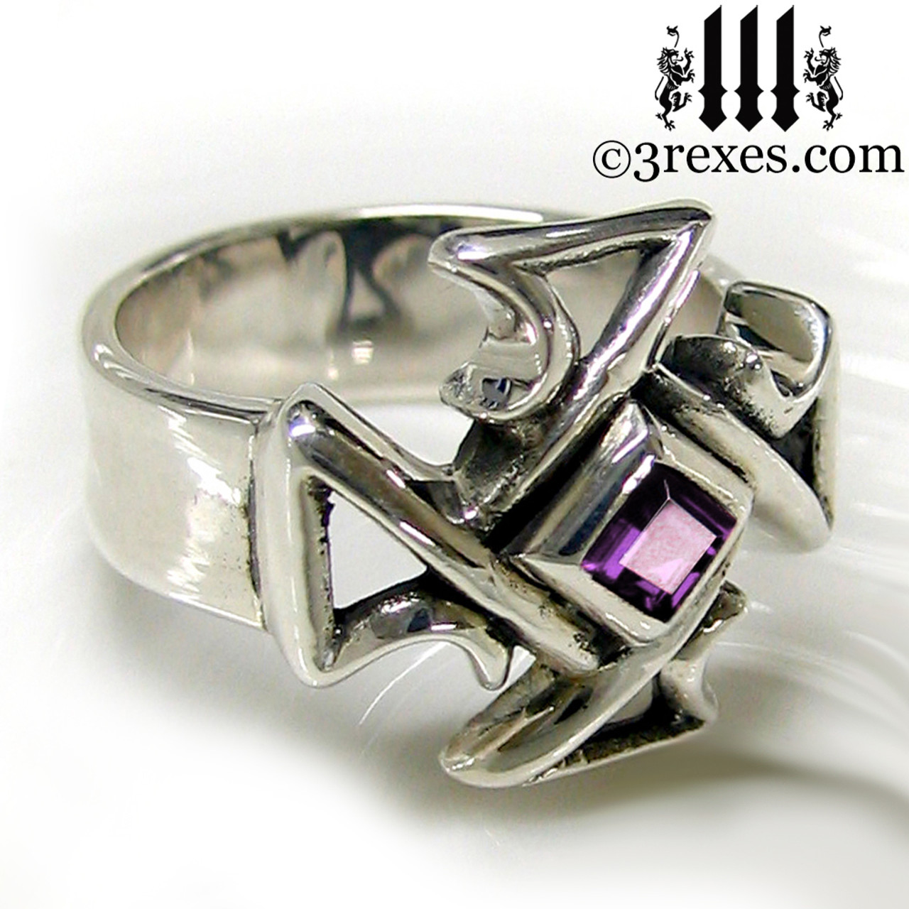 日本未発売♪ RAREROMANCE Horn Cross Ring Bundle Celtic Cross Gothic Z Ring - 3 Rexes Jewelry