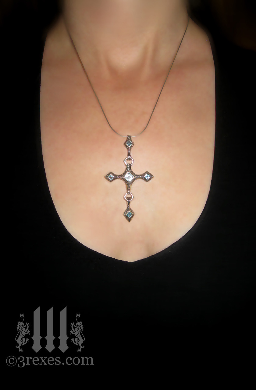 3D Rosary Cross Necklace Tattoo For Guys