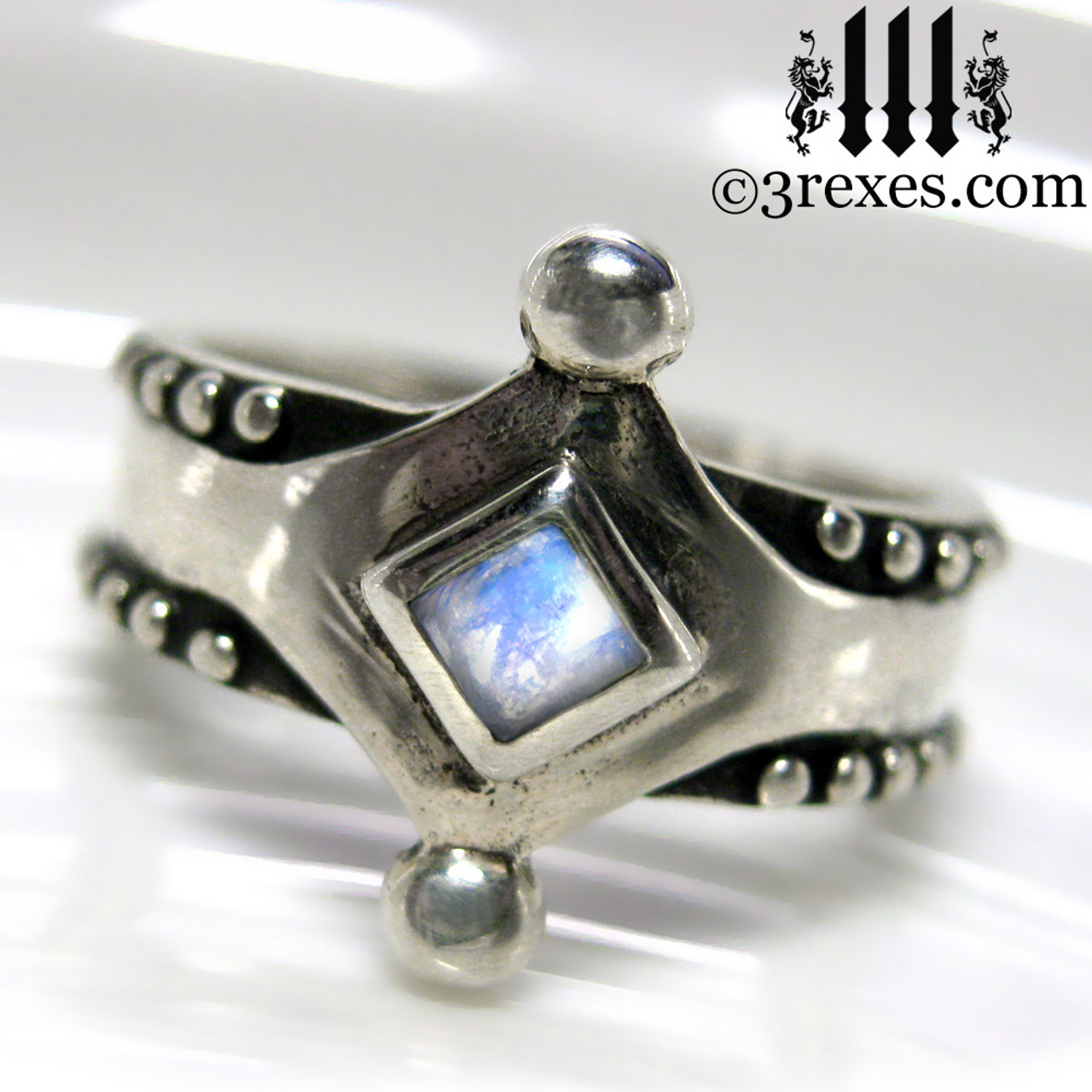 Moorish Medieval Gothic Silver Ring Stone & Size available:10 Black CZ and Green Peridot