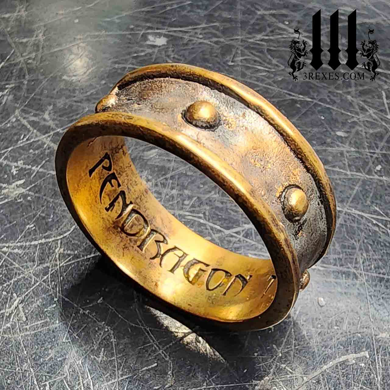 Pendragon Medieval Wedding Ring in Bronze - 3 Rexes Jewelry