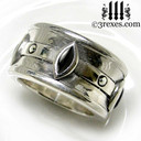 moorish marquise gothic wedding ring with black onyx stones