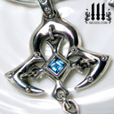 moorish princess silver cross necklace with blue topaz stones renaissance gothic medieval jewelry  detail