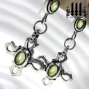 celtic cross flower earrings green peridot stones