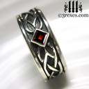 925 sterling silver celtic knot soul ring with red garnet stone mens medieval wedding ring 