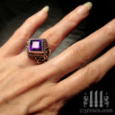 purple gothic wedding ring with amethyst stone for royalty. Silver princess jewellery for alt engagement. 