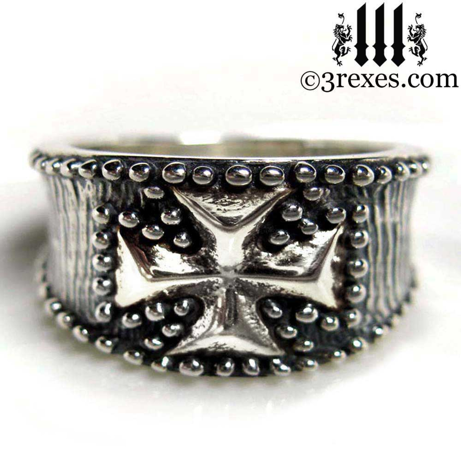 Unique Mens Rings Silver Biker Bands Gothic Rings for