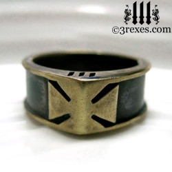 iron cross ring with darkened bronze