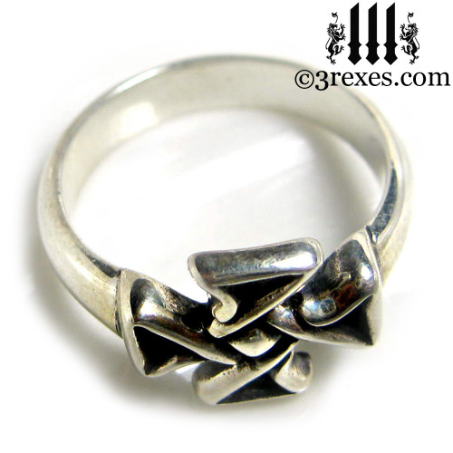 celtic cross friendship ring .925 sterling silver top view